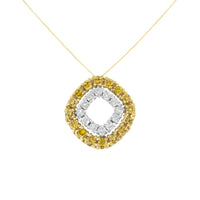 14K Yellow Gold .925 Plated Sterling Silver 1/2 Cttw Treated Yellow Diamond Double Cushion Shaped 18