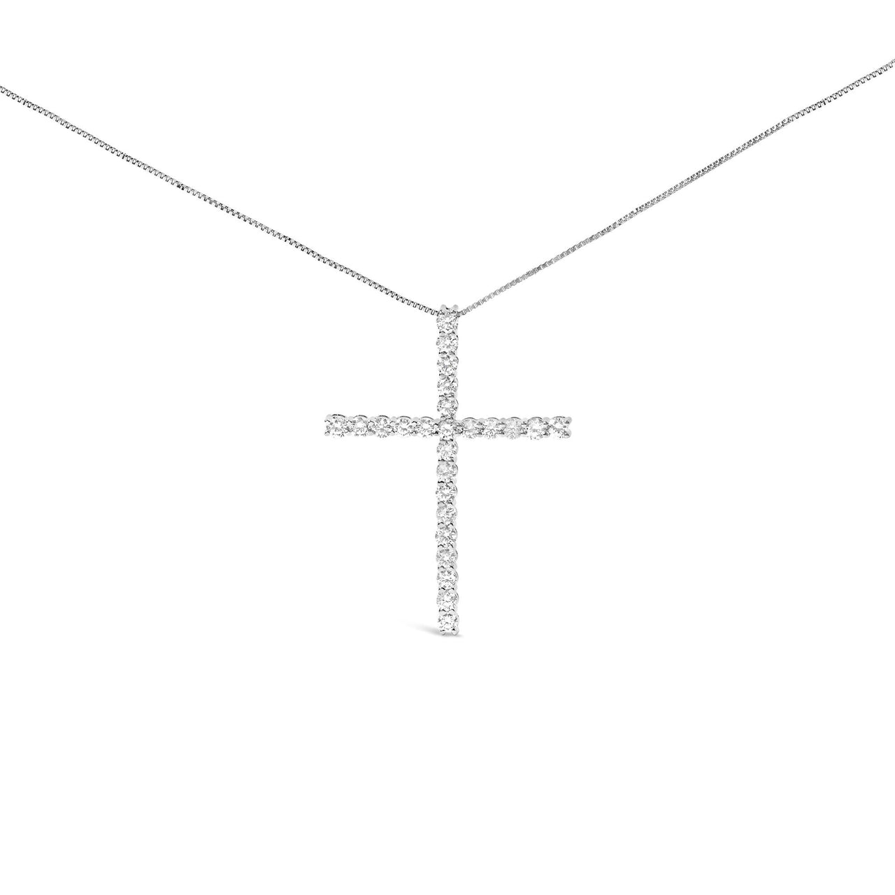 14K White Gold 2.0 Cttw Lab Grown Diamond Cross 18" Inch Pendant Necklace (F-G Color, VS2-SI1 Clarity)