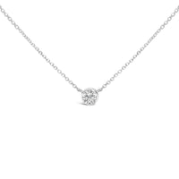 14K White Gold 1.0 Cttw Round Brilliant-Cut Diamond Modern Bezel-Set Solitaire Adjustable 16