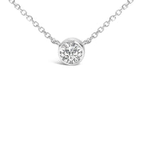 14K White Gold 1.0 Cttw Round Brilliant-Cut Diamond Modern Bezel-Set Solitaire Adjustable 16