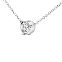14K White Gold 1.0 Cttw Round Brilliant-Cut Diamond Modern Bezel-Set Solitaire Adjustable 16