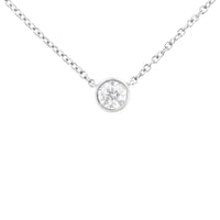 10K Gold 0.25 Carat Diamond Classic Bezel-Set Solitaire Pendant Necklace with 16