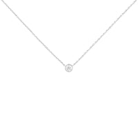 10K Gold 0.25 Carat Diamond Classic Bezel-Set Solitaire Pendant Necklace with 16