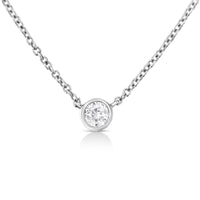10K Gold 0.10 Carat Diamond Classic Bezel-Set Solitaire Pendant Necklace with 16