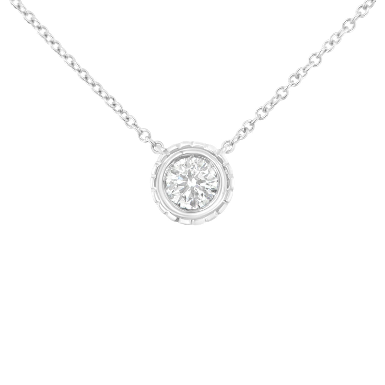 10K White Gold 1/4 Cttw Round-Cut Diamond Solitaire Chakra Style 18" Pendant Necklace (J-K Color, I1-I2 Clarity)