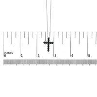 .925 Sterling Silver and Black Rhodium 1.0 Cttw Black Diamond Cross Pendant Necklace (Black Color, I2-I3 Clarity) - 18