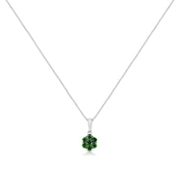 .925 Sterling Silver Prong Set Color Treated Diamond Floral Cluster 18