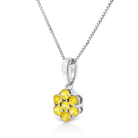 .925 Sterling Silver Prong Set Color Treated Diamond Floral Cluster 18