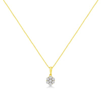 14K Yellow Gold 1/4 Cttw Prong Set Round-Cut Diamond 7 Stone Floral Cluster 18