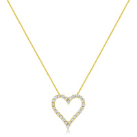 14K Yellow Gold Plated .925 Sterling Silver 2.00 Cttw Shared Prong-Set Round Brilliant-Cut Diamond Open Heart 18