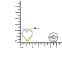 14K Yellow Gold Plated .925 Sterling Silver 2.0 Cttw Round Cut Diamond Classic Open Heart 18