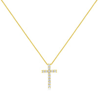 10K Yellow Gold 1/2 Cttw Round Brilliant Cut Diamond Cross 18