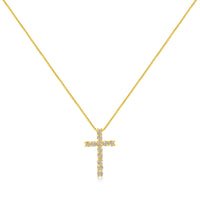 10K Yellow Gold Plated .925 Sterling Silver 1/2 Cttw Fancy Champagne Diamond Cross 18
