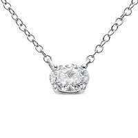 14K White Gold 1/2 Cttw Lab Grown Oval Shape Solitaire Diamond East West 18
