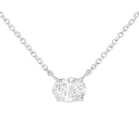 10K White Gold 1/2 Cttw 4 Prong Set Oval Shape Lab Grown Diamond East West Solitaire 18