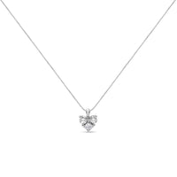 10K White Gold 1/4 Cttw Diamond 3 Stone Heart Shaped Pendant 18