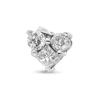 10K White Gold 1/4 Cttw Diamond 3 Stone Heart Shaped Pendant 18