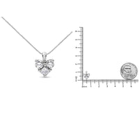 10K White Gold 1/4 Cttw Diamond 3 Stone Heart Shaped Pendant 18
