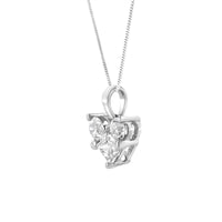 10K White Gold 1/2 Cttw Round and Princess-Cut Diamond Heart Shape 18