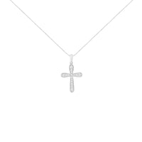 .925 Sterling Silver 1/4 Cttw Diamond Inlaid Cross 18