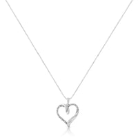 .925 Sterling Silver 1/10 Cttw Prong-Set Round Cut Diamond Open Heart 18