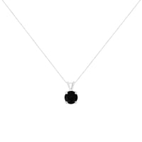 .925 Sterling Silver Treated Black Round-Cut Solitaire 4-Prong Set Diamond 18