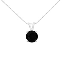 .925 Sterling Silver Treated Black Round-Cut Solitaire 4-Prong Set Diamond 18