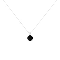 .925 Sterling Silver Treated Black Round-Cut Solitaire 4-Prong Set Diamond 18
