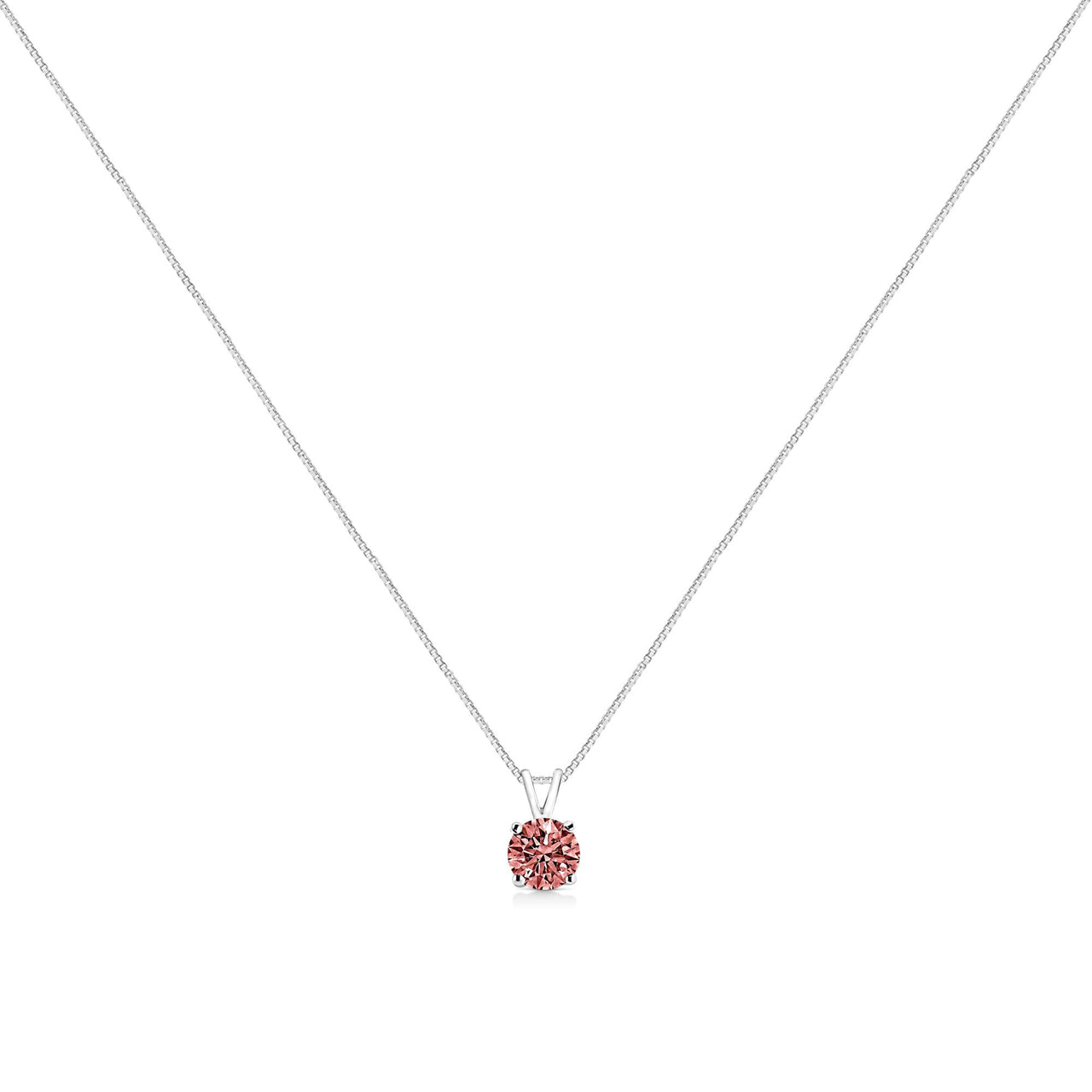 14K White Gold 1/2 Cttw Round Brilliant Cut Lab Grown Diamond 4 Prong Solitaire Pendant Necklace