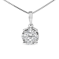 14k White Gold 1/2 Cttw Lab Grown Diamond Floral Cluster Pendant 18