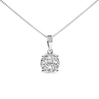 14k White Gold 1/2 Cttw Lab Grown Diamond Floral Cluster Pendant 18