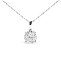 14k White 1.00 Cttw Lab Grown Diamond Cluster Pendant 18