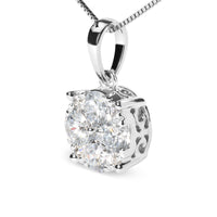 14k White 1.00 Cttw Lab Grown Diamond Cluster Pendant 18