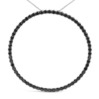 .925 Sterling Silver Black Diamond Open Hoop Circle 18