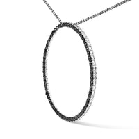 .925 Sterling Silver Black Diamond Open Hoop Circle 18