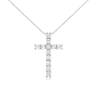 .925 Sterling Silver 1.00 cttw Traditional Diamond Cross 18