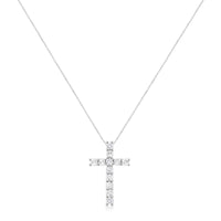 .925 Sterling Silver 1.00 cttw Traditional Diamond Cross 18