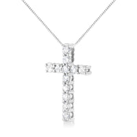 .925 Sterling Silver 1.00 cttw Traditional Diamond Cross 18