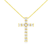 .925 Sterling Silver 1.00 cttw Traditional Diamond Cross 18