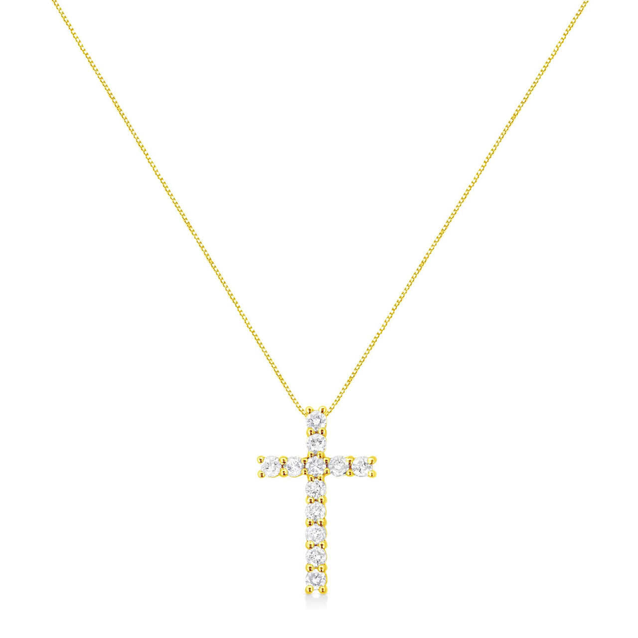 .925 Sterling Silver 1.00 cttw Traditional Diamond Cross 18" Pendant Necklace (J-K Color, I2-I3 Clarity)