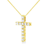 .925 Sterling Silver 1.00 cttw Traditional Diamond Cross 18