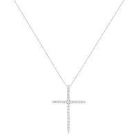 .925 Sterling Silver 2 cttw Prong Set Round-Cut Diamond Cross 18