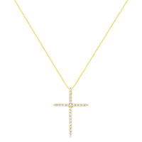 10K Yellow Gold Plated .925 Sterling Silver 2.0 Cttw Round Cut Diamond Cross Pendant Necklace (J-K Color, I1-I2 Clarity) 18