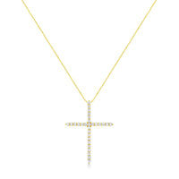 10K Yellow Gold Plated .925 Sterling Silver 3.0 Cttw Prong-Set Round Brilliant Cut Diamond Cross 18