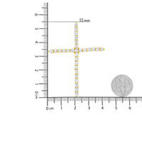 10K Yellow Gold Plated .925 Sterling Silver 3.0 Cttw Prong-Set Round Brilliant Cut Diamond Cross 18