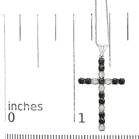 .925 Sterling Silver 1.0 Cttw Black and White Diamond Alternating Classic Cross 18