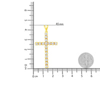 10k Yellow Gold Plated .925 Sterling Silver 2.0 cttw Classic Prong Set Round-Cut Diamond Cross 18