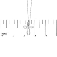 .925 Sterling Silver Diamond Accent Cross Ribbon 18