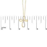 .925 Sterling Silver Diamond Accent Cross Ribbon 18