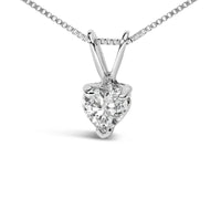 14K White Gold 3-Prong Set Heart Shaped Solitaire Lab Grown Diamond 18